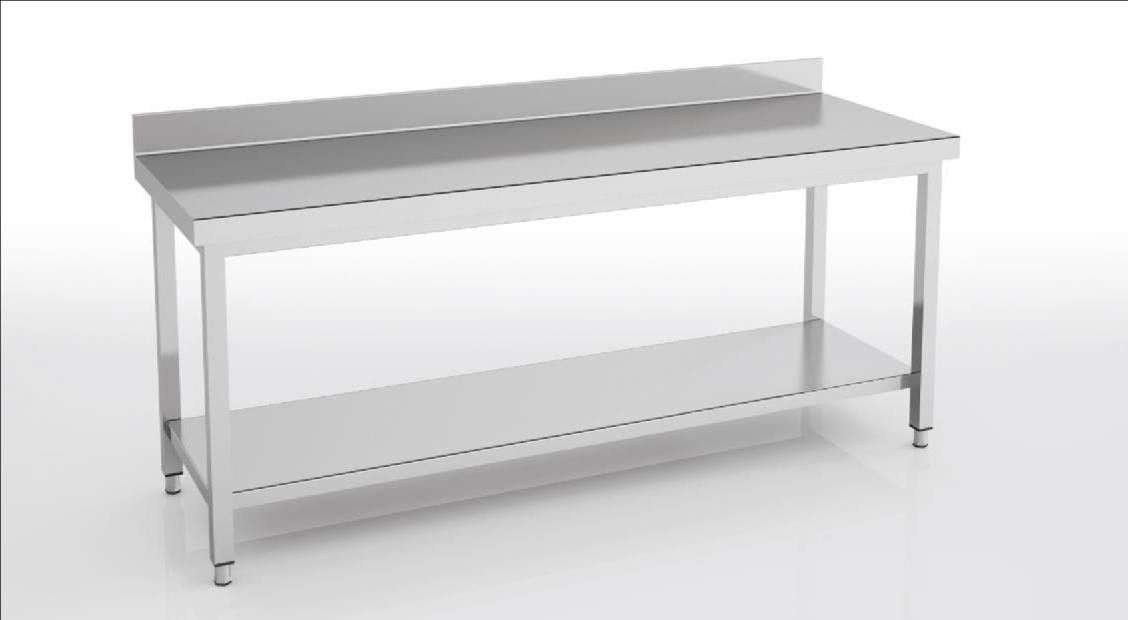 Étagère intermédiaire inox 1900mm pour table adossée MM70